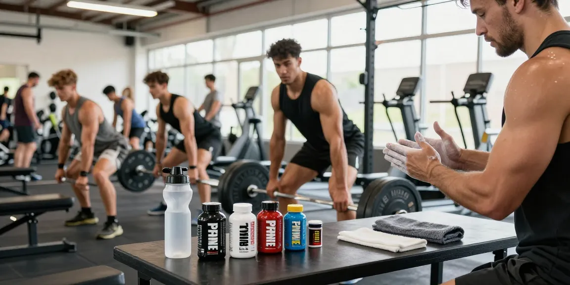 Prime Pharma Steroids in een fitnessgym omgeving met sporters die intensief trainen met supplementen in beeld.